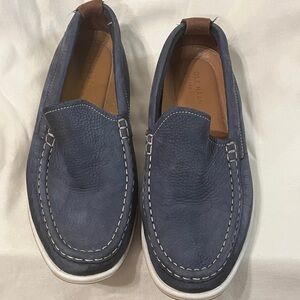 Cole Haan Navy Blue Leather Slip-On Loafers